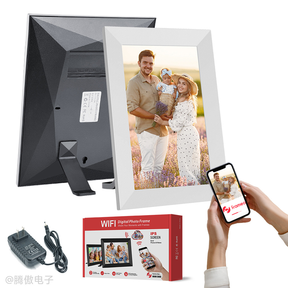 Suministro exclusivo transfronterizo de marcos de fotos inteligentes Frameo de 10.1/15.6 pulgadas, marcos de fotos digitales electrónicos con pantalla táctil y aplicación para transferencia de imágenes