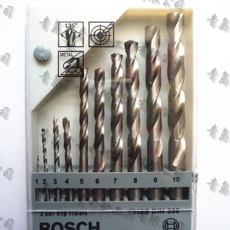 BOSCH博世直柄麻花钻家用金属钻头10支套装工业级钢材金属钻孔