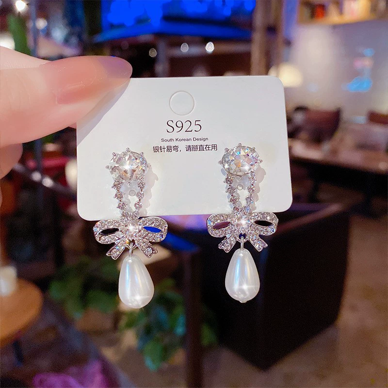 Серебряная игла, серьги из жемчуга, образец 925, стиль легкой роскоши, оптовая торговля