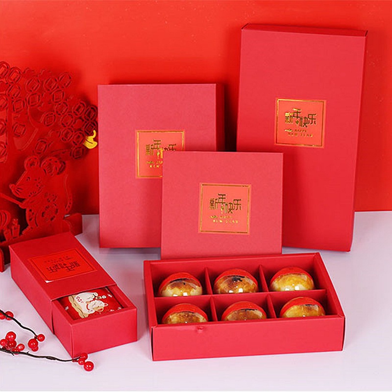 创意红色糕点礼品盒月饼包装盒定做精美饼干盒天地盖折叠盒定制