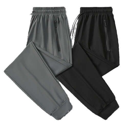 Men's Summer Quick-Dry Straight Leg Pants Breathable Running Fitness Sports Trousers Men's 9/10 Inseam Chino Ice Silk Ankle Pants