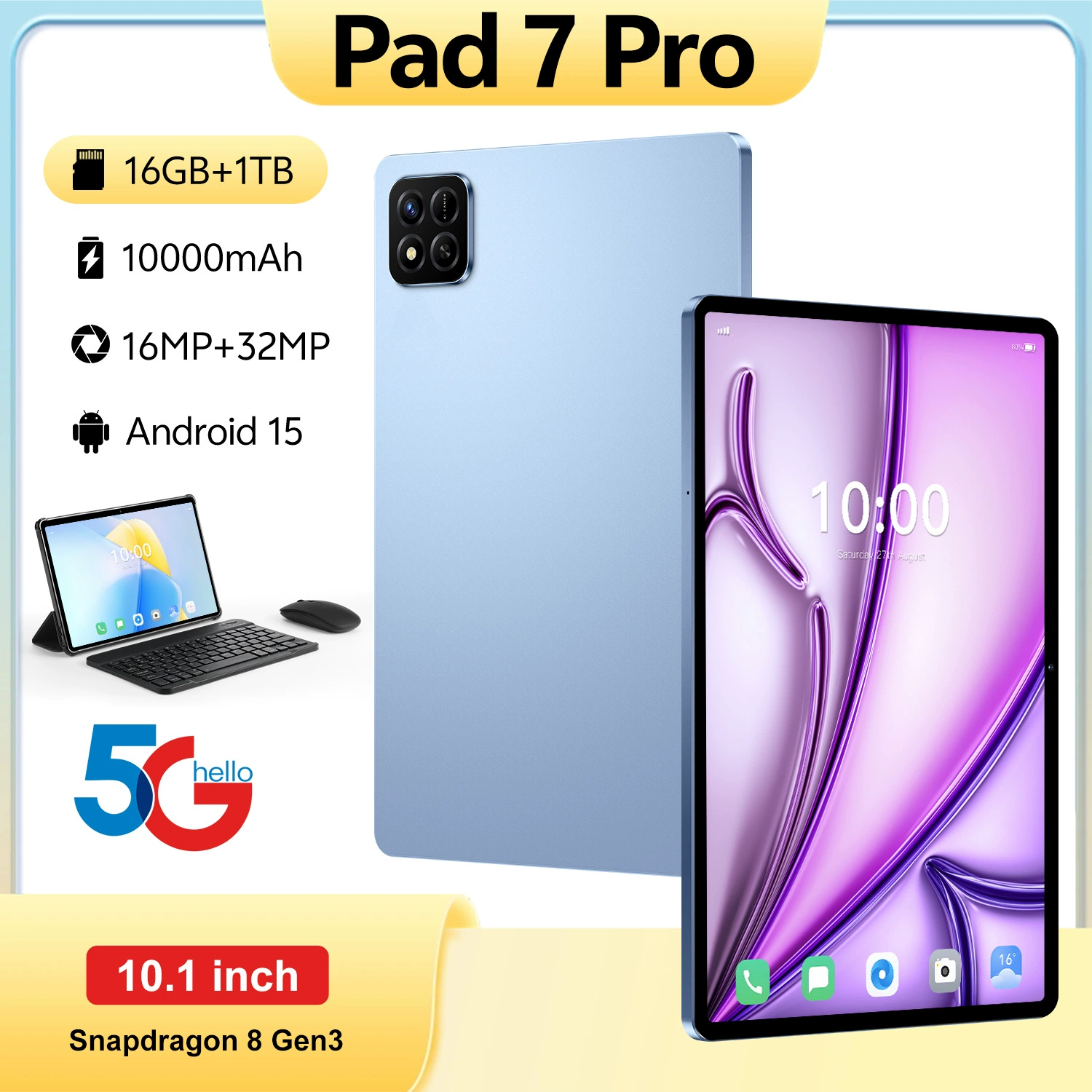 Планшет Pad 7 Pro 16 ГБ+1 ТБ, 10,1" 2560×1600, Snapdragon 8 Gen3, 10000 мА·ч