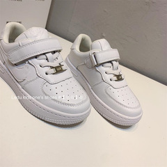 本革の白いスニーカー、子供用エアフォースワン、男の子用スポーツシューズ、2025年春秋新作、女の子用パフォーマンスシューズ
