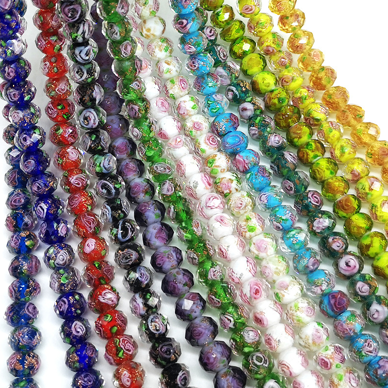 Japanese-style sliced glass rose, multi-faceted glass bead, scattered beads DIY jewelry, bead factory wholesale