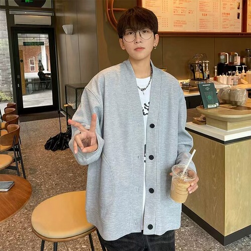 Waffle V-neck knitted jacket for men, 2025 new autumn coat, fashion brand, relaxed, worn for couples