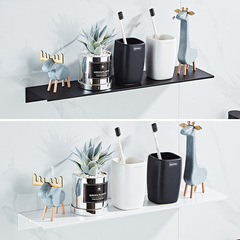 衛生間免打孔太空鋁托盤置物架壁掛廚房用品浴室洗漱台鏡前收納架