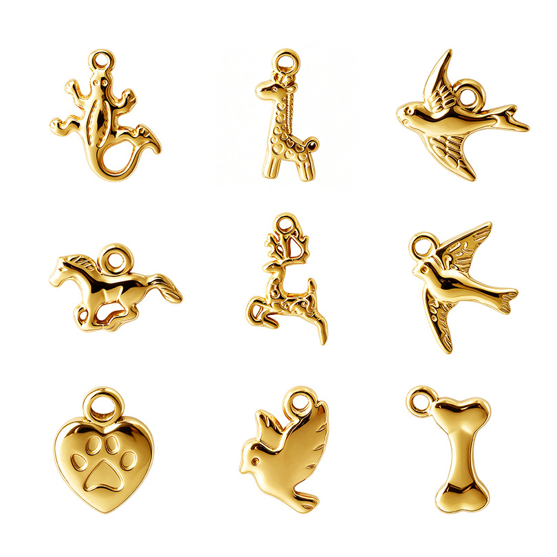 Stainless steel animal series pendants, bird necklace accessories, designer DIY jewelry components, earrings, bracelet pendants