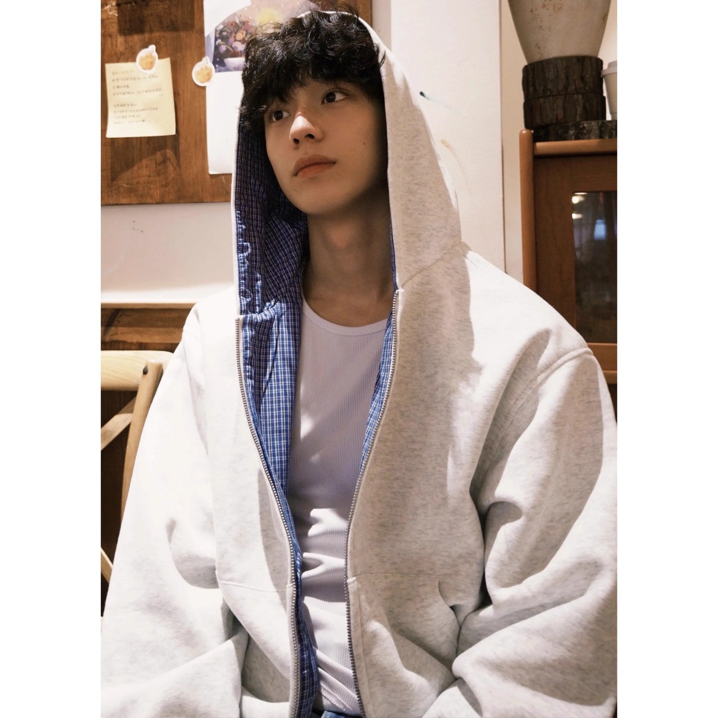 Sweat-shirt réversible à carreaux américains, cardigan zippé pour homme, veste à capuche, coupe ajustée, veste courte et ample._voghion.com