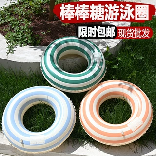厂家批发儿童泳圈纯色条纹复古圈加厚双层成人腋下充气游泳圈3-6