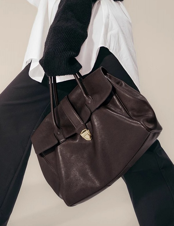 2026 New Handheld Shoulder Briefcase For Women, Genuine Leather Retro Large Capacity Commuter Top Grain Vegetable Tanned Cowhide Bag - Thumbnail 6