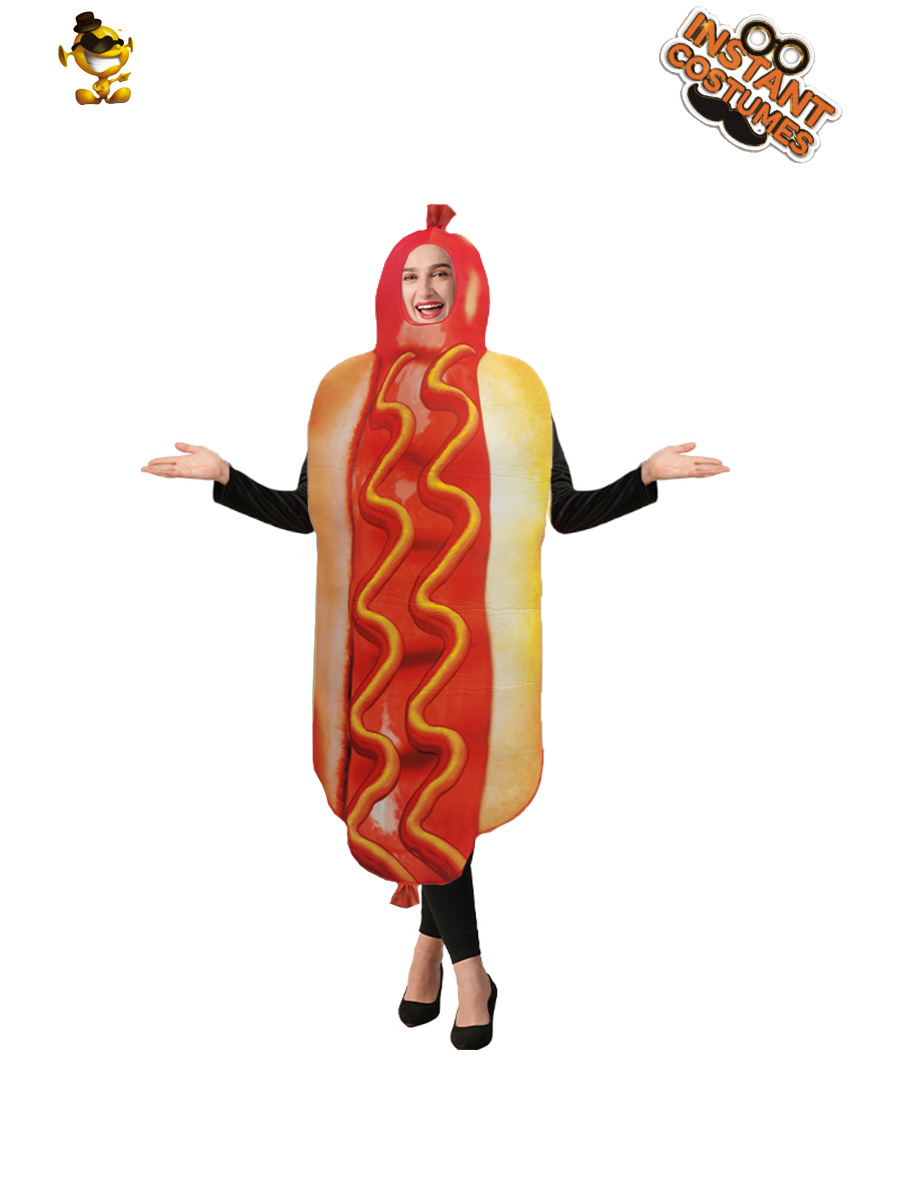 Halloween cross-border perros calientes adultos divertidos camiseta perros calientes vestuario cosplay vestuario espectáculo de escenario vestuario