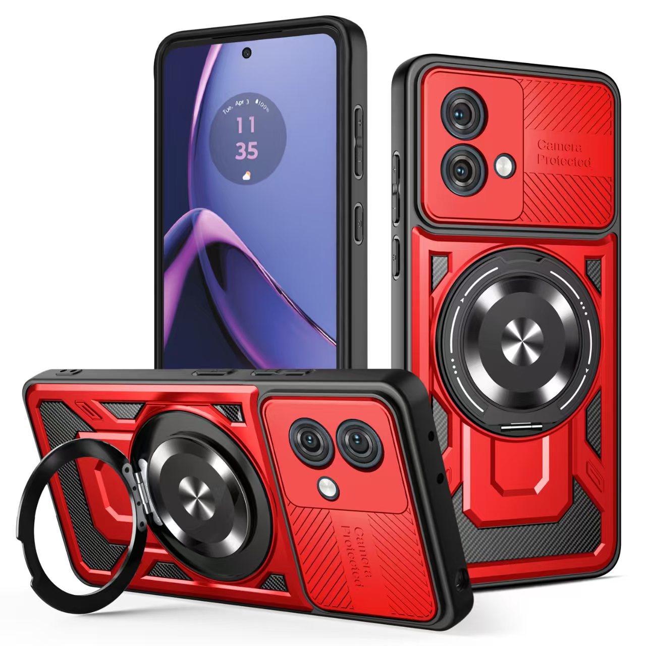 Aplicable MOTO G84 Youjia funda para teléfono móvil G54 descompresión giratoria 360 soporte magnético dos en uno funda protectora anti-caída image 8