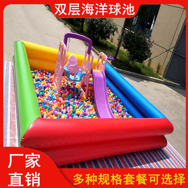 Children's Cassia Toy Inflatable Sand Pool Set Waterproof Fish Catch Pool Outdoor Square Night Market Double-Layer Stall Pool