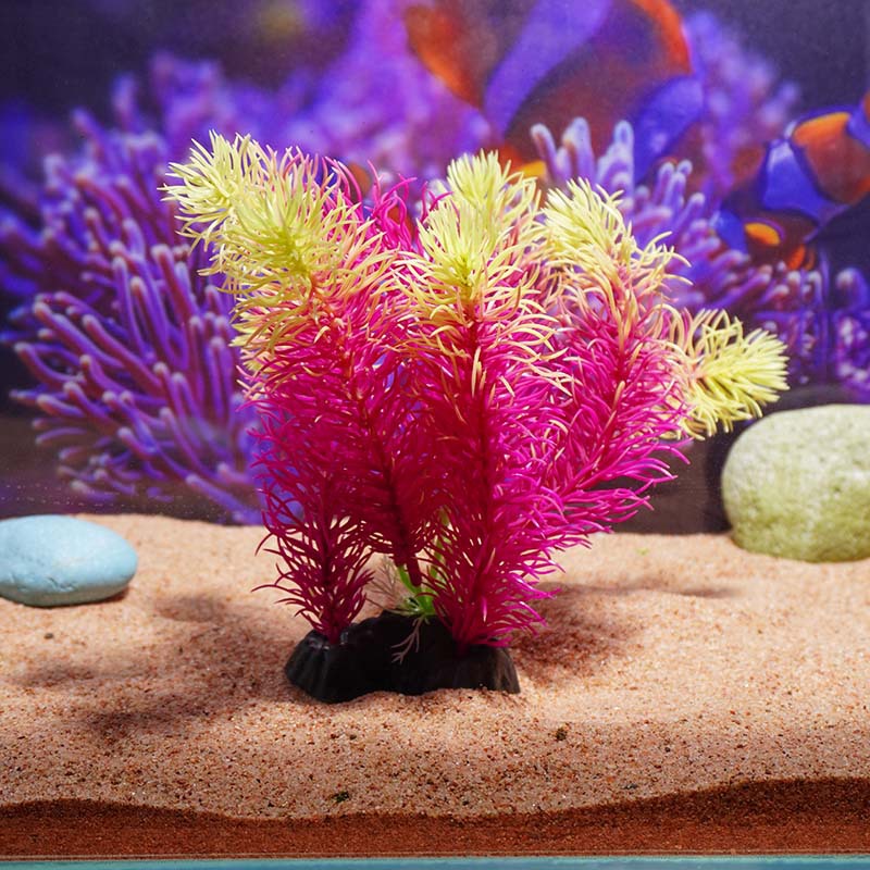 Paisaje de acuarios Fábrica de algas de hoja de cedro Venta directa al por mayor Pecera Caja de arena Decoración Simulación de plástico Plantas de plantas acuáticas Flor falsa