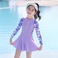 Children's swimsuits for small, medium and large children 2023 summer new one-piece girls sun protection baby cute female student swimwear