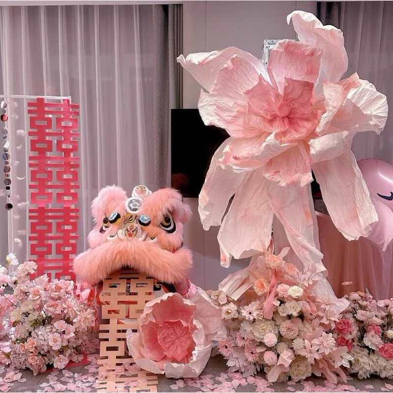 Pink Lion Head for Wedding Photos, Wedding Room Decoration, Southern Lion Dance Props, Complete Set of Australian Wool for Dragon and Lion Dance Pink Lion Head for Wedding Photos, Wedding Room Decoration, Southern Lion Dance Props, Complete Set of Australian Wool for Dragon and Lion Dance