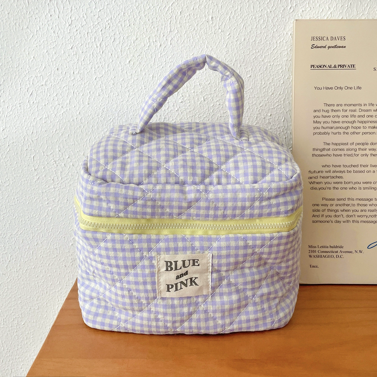Cosmetic bag, handheld cotton soft capacious organizer bag