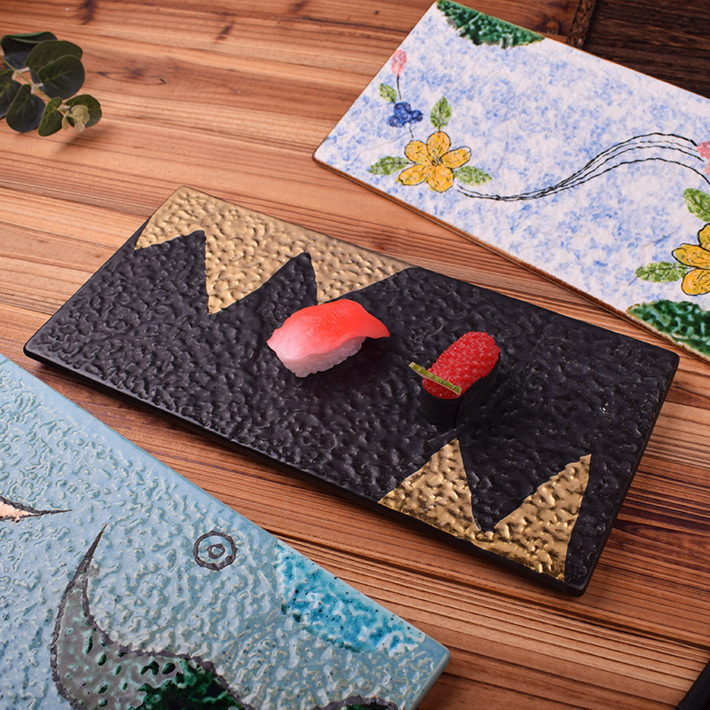 Japanese-Style Hand-Painted Ceramic Sushi Plate, Creative Rectangular Plate, Snack Plate, Sashimi Plate, Dessert Tray, Presentation Plate Japanese-Style Hand-Painted Ceramic Sushi Plate, Creative Rectangular Plate, Snack Plate, Sashimi Plate, Dessert Tray, Presentation Plate