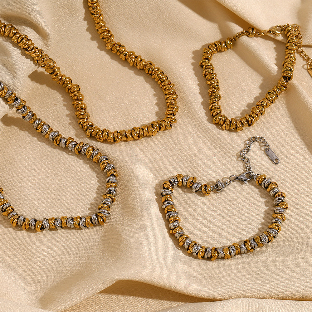 Plated 18K Gold Stainless Steel Necklace Bracelet