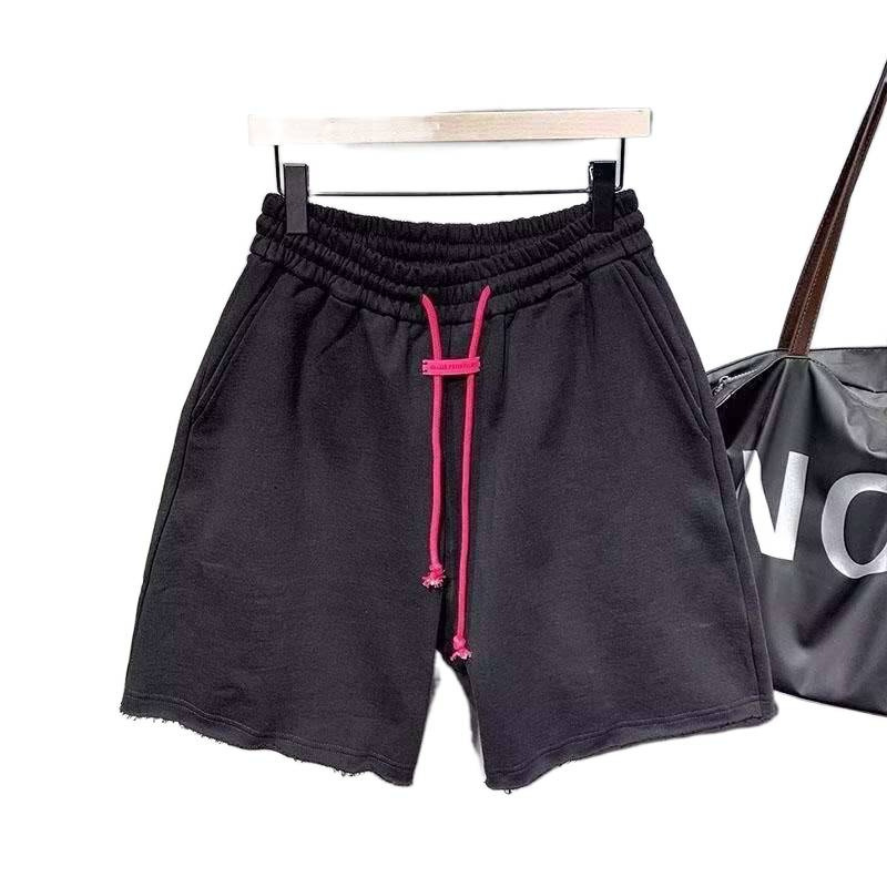 Men's Oversized Casual Drawstring Shorts With Raw Hem & Graphic Print | Relaxed Fit 5-Inch Inseam Shorts For Big And Tall_voghion.com