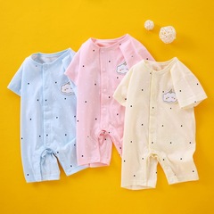 Baby jumpsuit pure cotton summer thin boneless newborn clothes 0-3 months short-sleeved baby crawling clothes 1