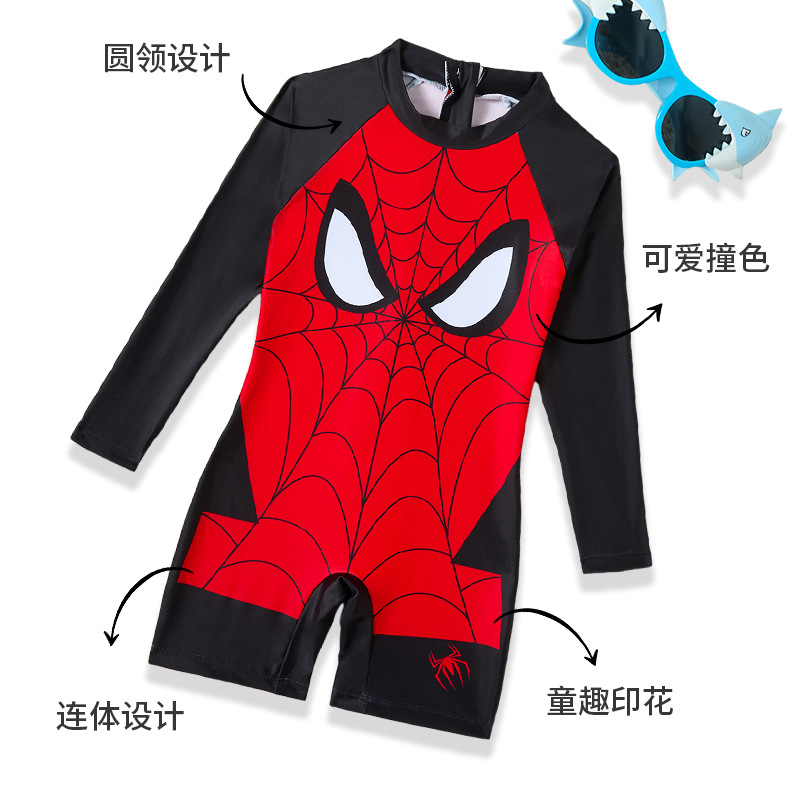 Nuevo trajes de baño para niños transfronterizos Hot Spiderman pantalones cortos de manga larga trajes de baño para niños trajes de baño de vacaciones de playa