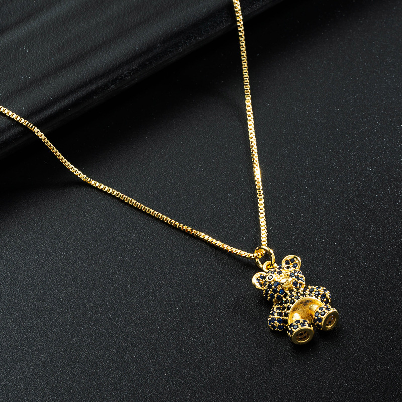 Korea Simple Bear Copper Inlaid Zircon Necklace Wholesale Nihaojewelry display picture 5