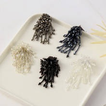 欧美新款手工钉珠水晶串珠立体花蕊耳环配件纯色耳坠服饰饰品配饰