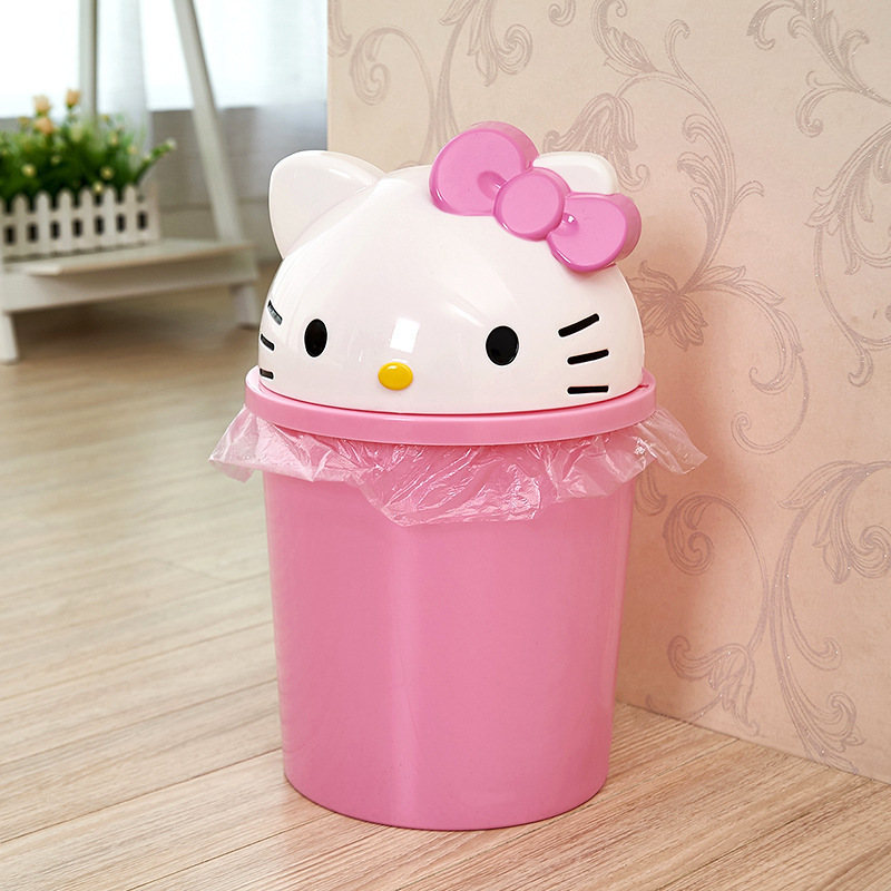 Crocker-type Hello Kitty Trash Can Fashionable Household Big Creative Living Room Trash Toilet with Lid Mute