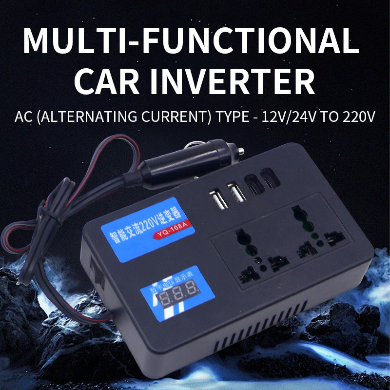 Cross-Border Car Inverter 12V24V to Ac 220V Universal Socket Charging Inverter Converter for Cars and Trucks