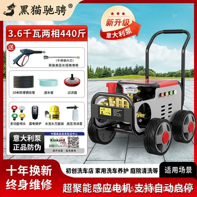 Commercial Car Washing Machine 220V High-Pressure Water Gun Powerful Floor Cleaning Machine for Home Use Car Wash Shop Dedicated Pressure Washing Pump (Car washing machine) - italian-brand-pump-36-kw-two-phase-220kg-pressure-10m-tube