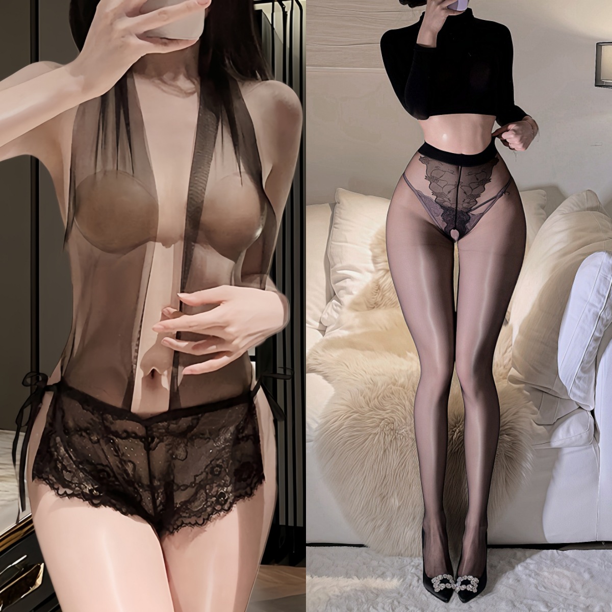 블랙+나비 팬티스타킹