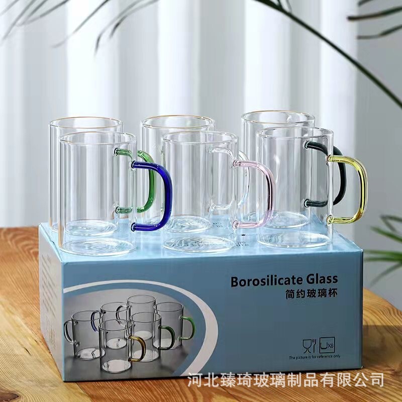 Household Water Cup, Transparent Cup, Cup Holder, Water Set, High Temperature Resistant Glass Tea Cup, Family Living Room Glass Cup, Drinkware