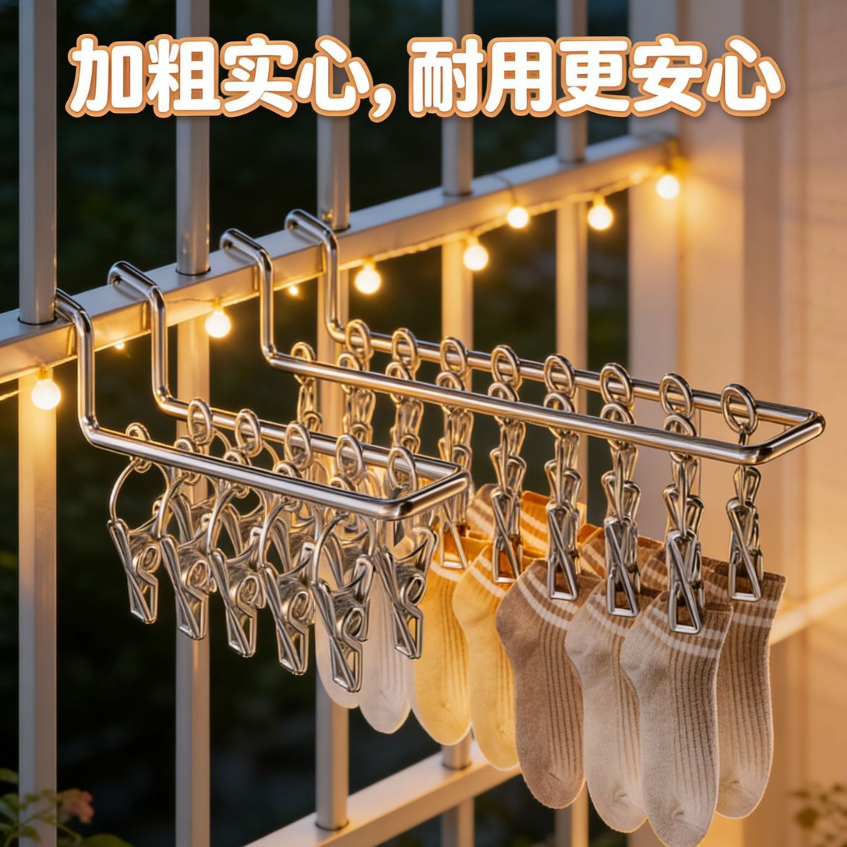防盗窗袜子晾衣架多夹子阳台多功能凉挂内衣内裤的架子晒袜子神器