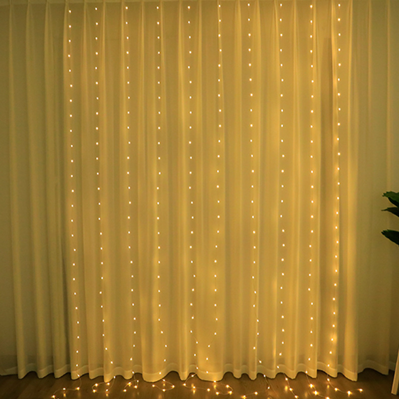 Transfronterizo nueva luz LED de color USB control remoto de ocho funciones cordón de cuero cortina de luz impermeable decoraciones de cumpleaños de Navidad cadena de luz