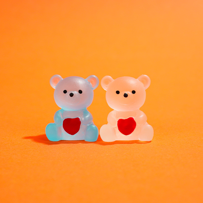 Micro paisaje resina mini artesanías luminosas dibujos animados amor oso adornos de oso accesorios de bricolaje regalos de eventos