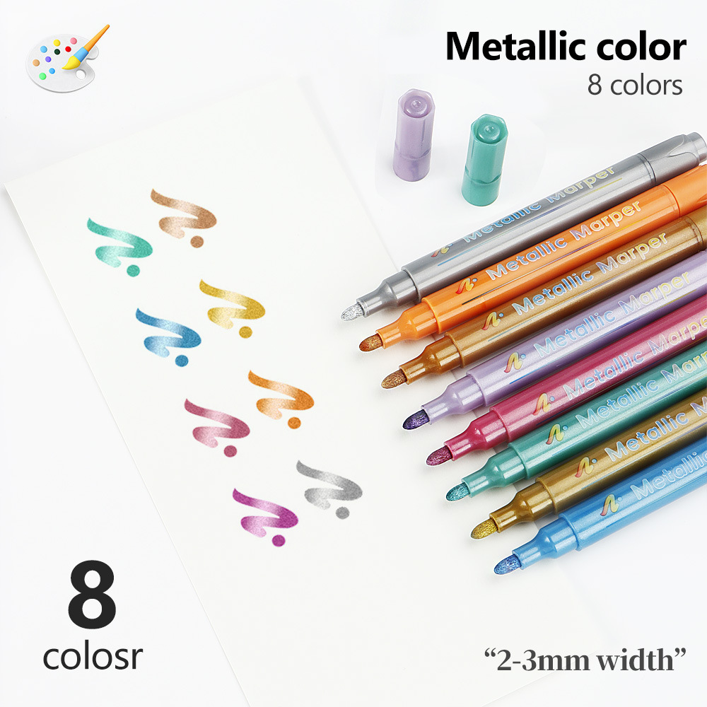 Cabeza metálica dura conjunto de bolígrafo multicolor para el bolígrafo envase inglés tarjeta negra DIY álbum de fotos bolígrafo de graffiti