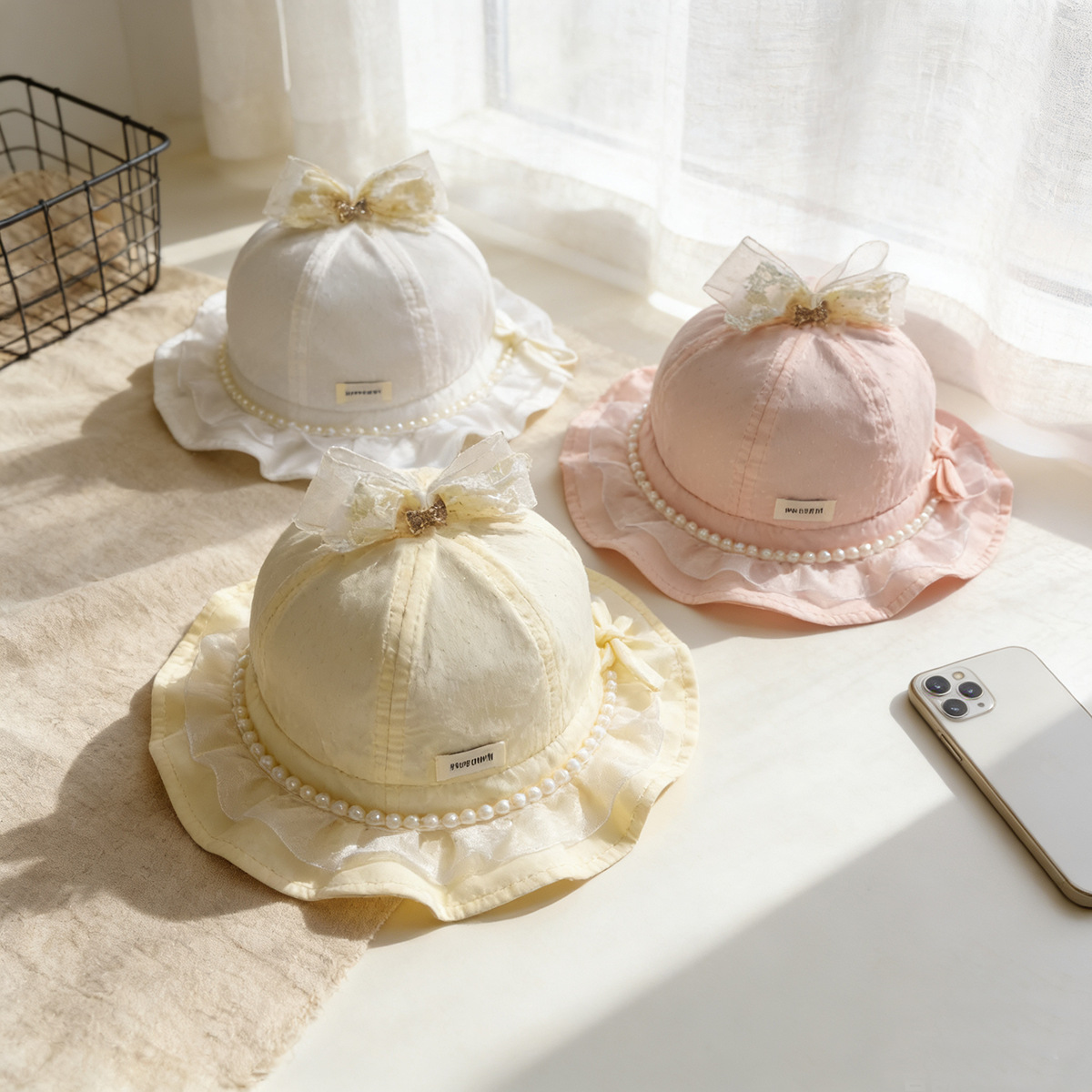 106059819@qq.com Baby/peuter lente/zomer dunne stijl, prinsessenzonnehoedje voor meisjes, vissershoedje, schattig en stijlvol, zonbescherming, baby_voghion.com