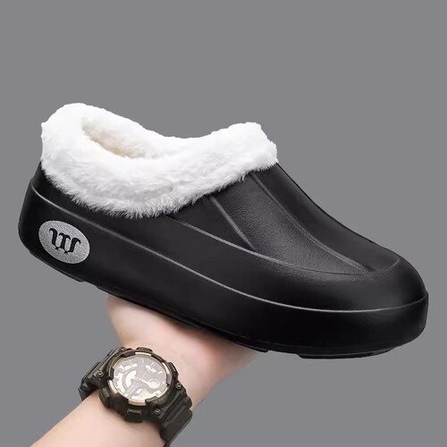 New winter new casual slip-on and velvet cotton slippers for men, EVA, light and poop feeling