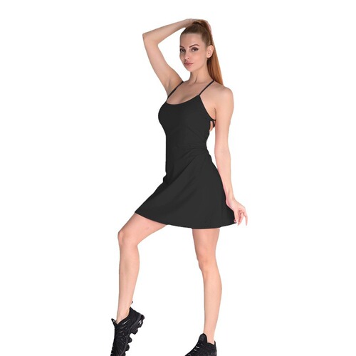 Cross-border yoga wear dress set for women with chest pads volleyball tennis skirt anti-exposure fitness jumpsuit two-piece set