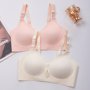 Maternity Bra Thin Jelly Glue Breathable Soft Support Fixed Cup Nursing Bra Seamless Plus Front Buckle for Breastfeeding