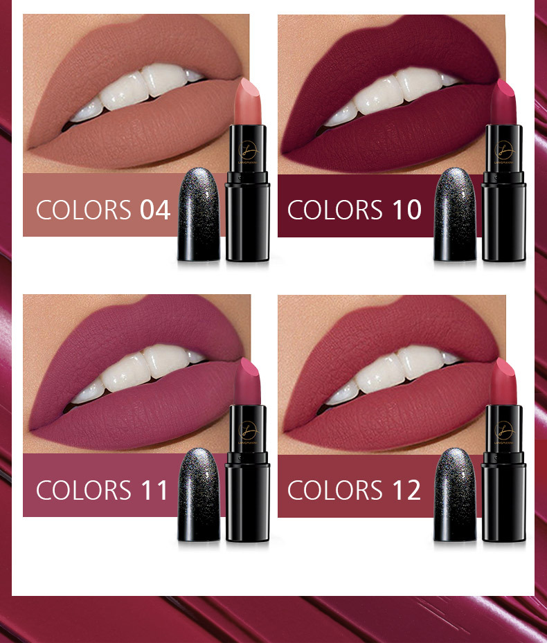 Langmanni's new Starry Sky bullet-shaped lipstick pen, single black tube matte textured lipstick, cross-border makeup undefined