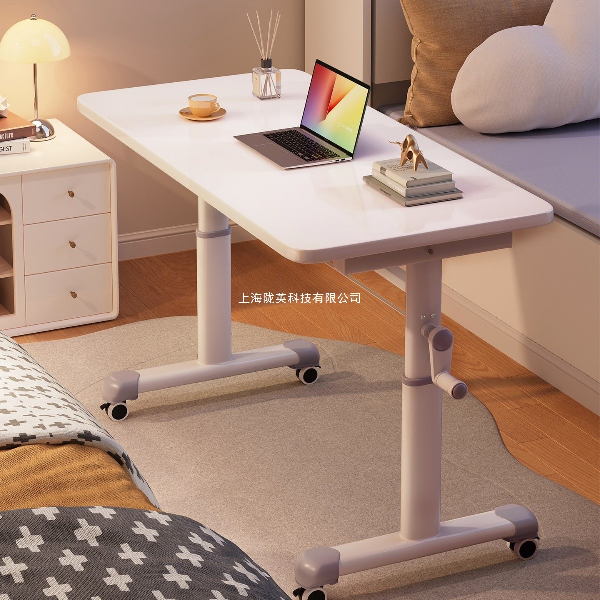 Computer Desk Movable Hand-Operated Lift Table Bedroom Bedside Table Student Home Study Table Desk Simple Office Desk