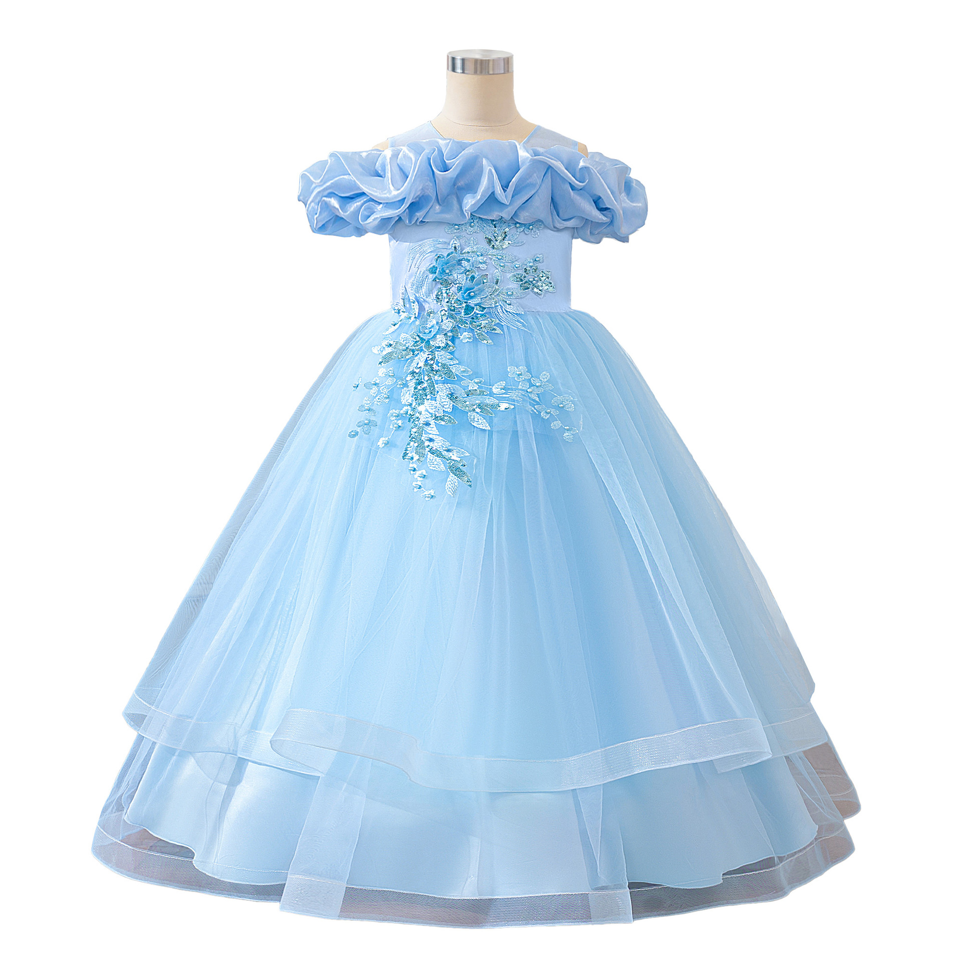 Nueva ropa para niños, falda de vestir para niñas, falda de tutú de hilo de red para niños grandes, vestido largo de estilo occidental, vestido de princesa para niños, mujer