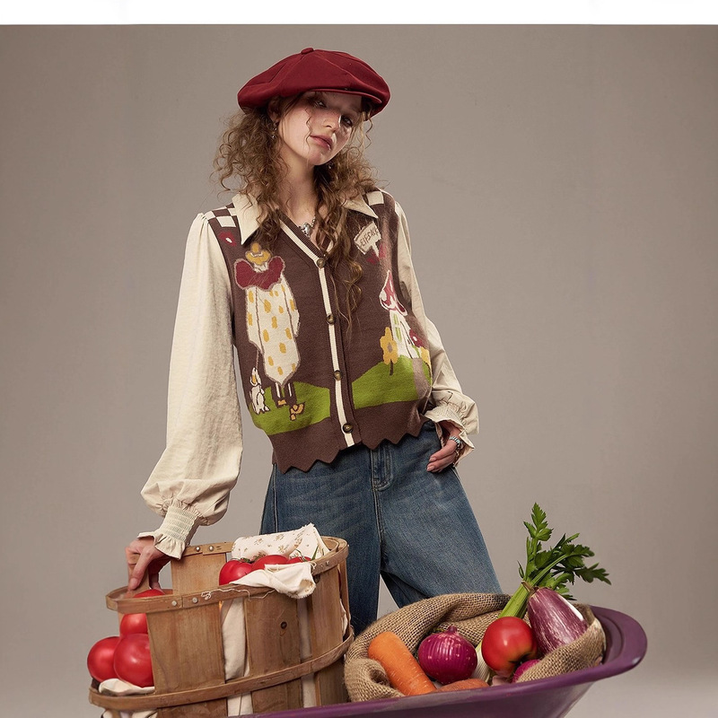 Fairy's Pocket Fake Two-Piece Spliced ​​Sweater for Women 2025 New Design and Beautiful Early Autumn Wear