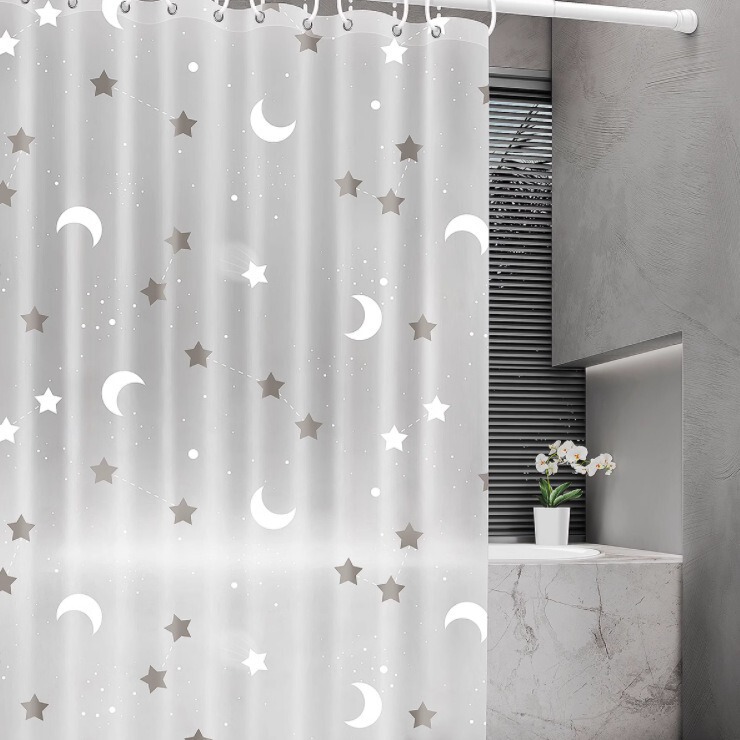 [Select] Eva Semi-Transparent Bathroom Curtain, Shower Partition, Bathroom Privacy Curtain, Comes with Hooks, Children's Bath Curtain