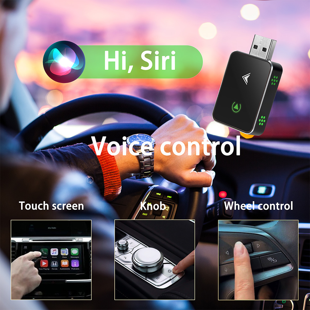 Smart Button Wireless Carplay Box Android Auto Two-In-One Wired to Wireless Adapter for Car Use