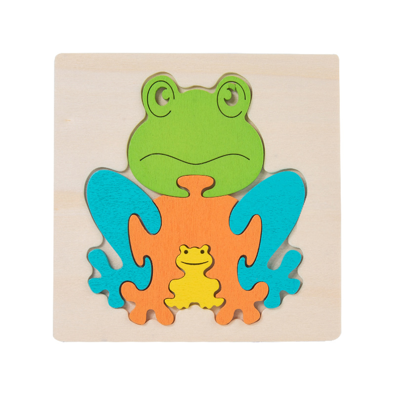 Fábrica directa de madera infantil plano puzzle padres-hijos patrón de animales cognición niños niñas juguetes de educación temprana