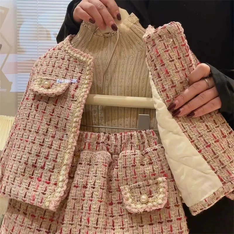 Набор Demi-season в стиле Red Chanel: пиджак и мини-юбка, корейская мода, размер 90–140 см