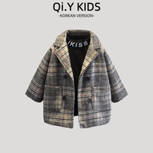 男童中长款冬装外套2025新款儿童韩版夹棉呢子大衣洋气宝宝风衣潮